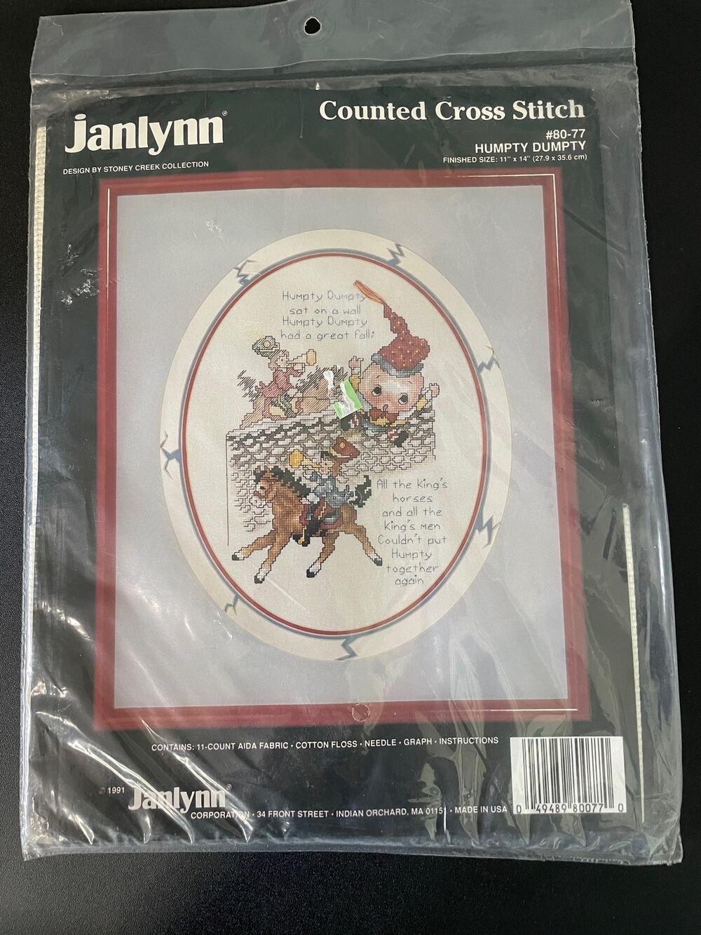 Janlynn Counted Cross Stitch Kit Humpty Dumpty 6 oz